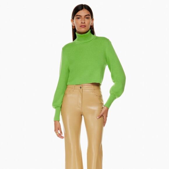 WILFRED x ARITZIA Rebecca Turtleneck Sweater Merino Wool Cucamelon Green {E41} - Picture 1 of 4